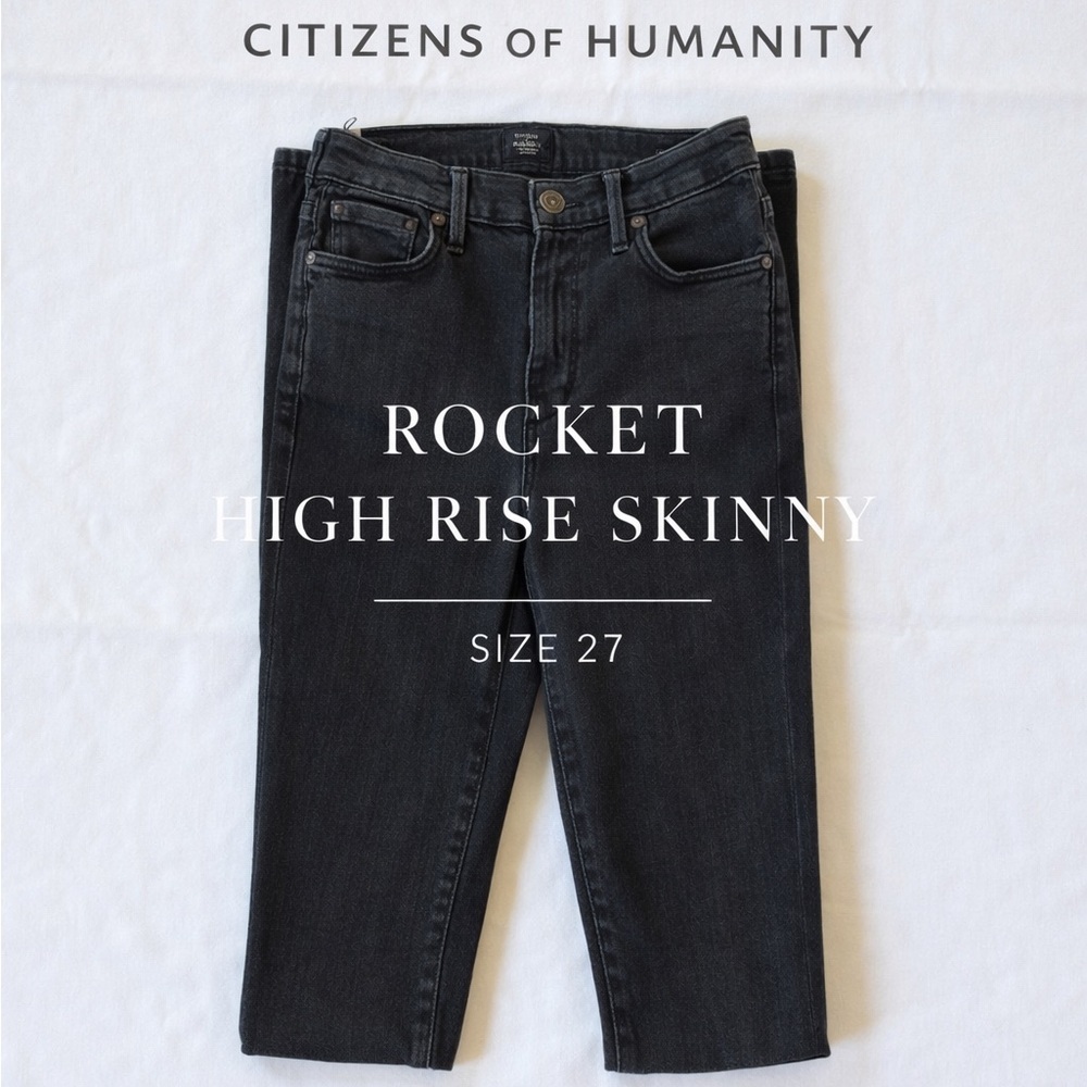 CITIZENS OF HUMANITY Rocket High Rise Skinny Jeans Black Stretch Denim Womens 27